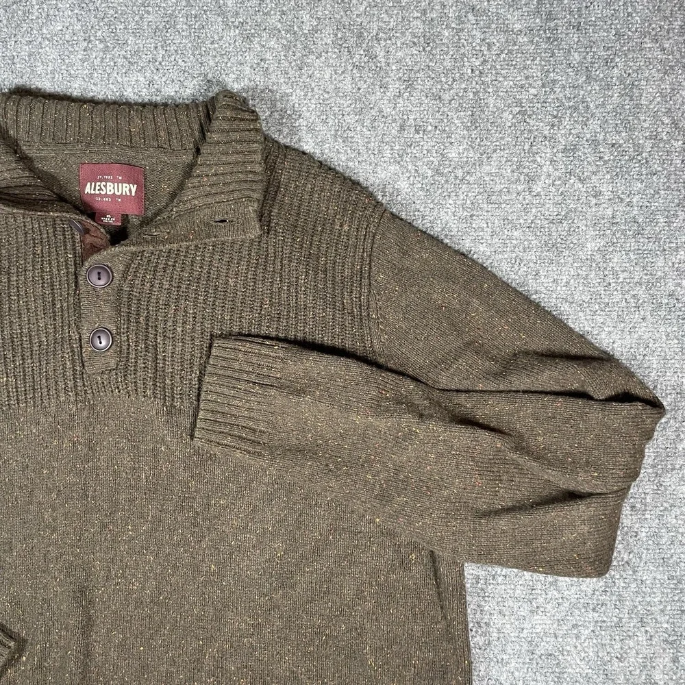 Alesbury Sweater 1/4 Button Men's XL Brown Speckled Pullover Preppy Hipster Golf